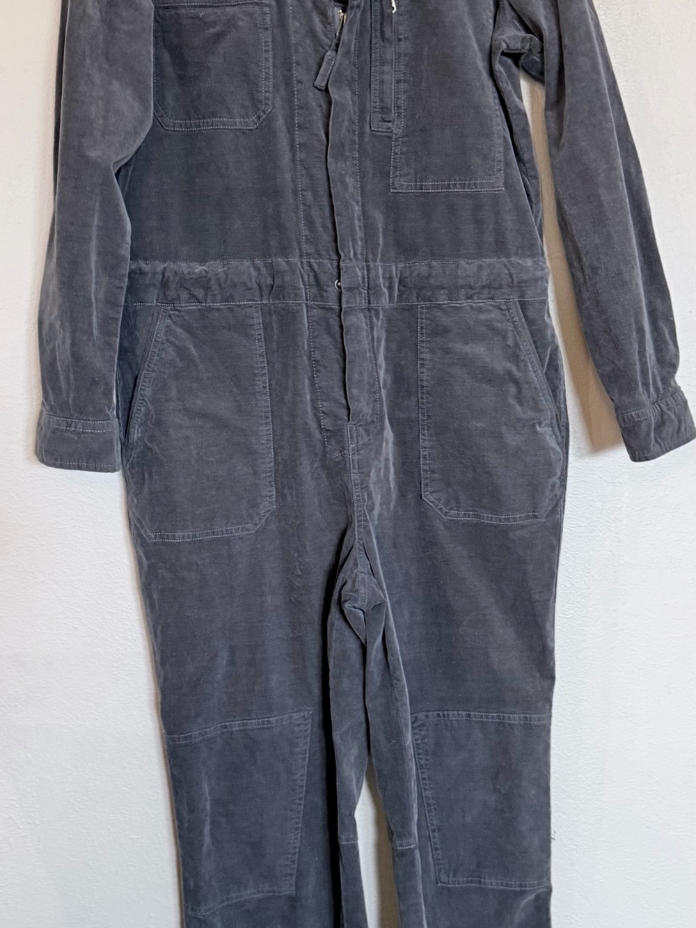 Faherty Jumpsuit Womens Medium Washed Black Or Charcoal Gray Cotton Long Sleeve